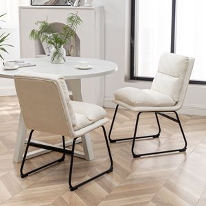Innes 5-Piece Round <b>Dining</b> Set Stylish Vanilla <b>White</b> Trestle Table with 4 <b>Chairs</b> for <b>Dining</b> Room - Product Image 5