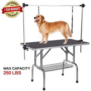 Tavolo da Toelettatura Regolabile in Legno per Cani di Piccola Taglia, Portatile e Resistente, con Braccio Girevole e Vassoio a Rete - Product Image 3