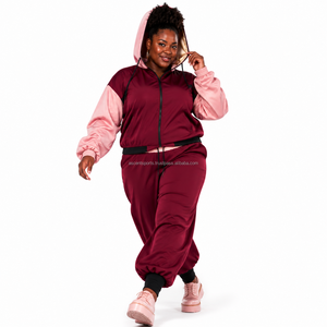 Color Block Windbreaker Set Custom <b>Embroidered</b> Logo Elastic Cuff Drawstring Hem Water Resistant Ripstop Fabric Wholesale Wear - Product Image 1