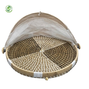 Seagrass food <b>cover</b> with fan pattern Kitchenware and <b>table</b> decoration Wholesale eco-friendly Made in Viet Nam - Product Image 1