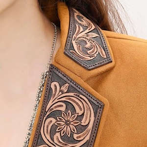 Trendy <b>Leather</b> Jackets High Quality Women Velvet Jacket Womens Fashion Jackets With Beautiful Hand <b>Tooling</b> Carving Lapel - Product Image 4