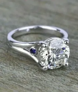 Women's Round Simulated Diamond Engagement Wedding <b>Ring</b> <b>925</b> Sterling <b>Silver</b> - Product Image 3