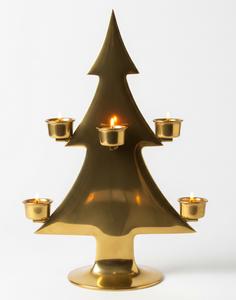 Candelabro de Mesa Metálico Hind Craft Living Golden Hecho a Mano con Portavelas para Árbol de Navidad y Adorno de Estrella para Decoración - Product Image 2