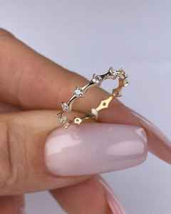 Anillo de Compromiso de Oro Sólido de 14K con Diamante Cultivado en Laboratorio de Corte Redondo, Anillo de Eternidad Minimalista para Boda, Regalo de Aniversario para Ella - Product Image 3