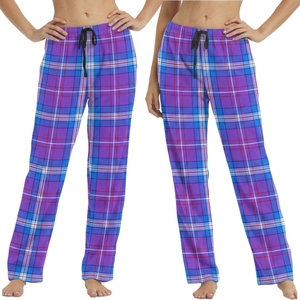 Pantalones de dormir de lana a cuadros para mujer, de cintura alta, holgados, con cordón ajustable, cómodos, para invierno, con bolsillos - Talla XL - Product Image 1