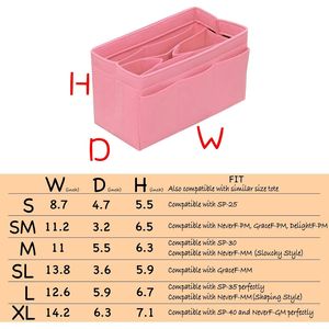 Large for <b>Pink</b> Felt Bag Organizer Insert for Tote and Handbag 14 Pockets <b>Purse</b> Organizer Bag Charms Product - Product Image 2