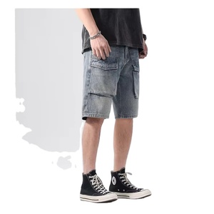 Nueva llegada moda tendencia 2025 verano Casual hombres pantalones cortos Jeans sueltos media cintura Streetwear recto 100% algodón sólido - Product Image 3