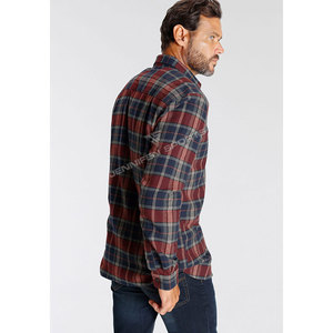 Chemise en flanelle 100 % coton pour homme, manches longues, col montant, boutonnée, motif écossais, anti-boulochage, tricotée, chaude - Product Image 6