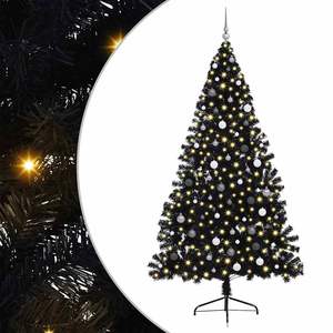 Albero di Natale artificiale in PVC nero da 94,5 pollici con 300 LED preinstallati - Product Image 2