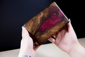 Burgundy Blaze <b>Keepsake</b> Case Scarlet Drift Wood Case Red Finish Artistic Storage <b>Box</b> For Jewelry organizer Resin Crafts - Product Image 6