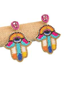 Pendientes de Aro de Lujo con Bordado y Cuentas Hechos a Mano, Última Moda 2026, para Bodas, Fiestas, Eventos Festivos, Estilo Étnico, Bohemio - Product Image 3