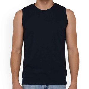 <b>Men's</b> <b>Black</b> Sleeveless <b>Tank</b> <b>Top</b> O-Neck Solid Knitted Casual Fit Lightweight Summer Wear - Product Image 5