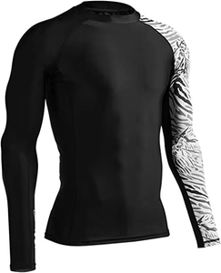 Créez votre propre Rash Guard MMA uni à manches longues, coupe ajustée, col rond, respirant, séchage rapide, prix abordable, avec logo personnalisé pour homme - Product Image 2