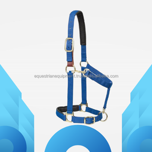 Customizable Brand Black PP Nylon Horse <b>Halter</b> with Gold Buckles and Rings Original Australian Saddle Style Model ESE-HAL-001 - Product Image 2