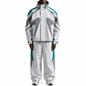 Custom Men's 100% Polyester <b>Tracksuit</b> <b>Retro</b> Color Block Windbreaker Jacket Pants Set Lightweight Streetwear 2 Piece Custom Logo - Product Image 1
