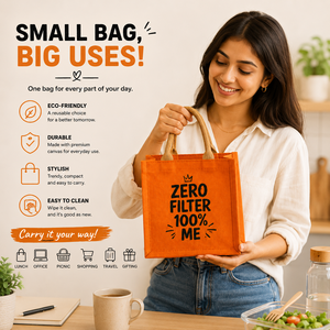 AMANI <b>Custom</b> Printed Small Orange Jute Eco-Friendly <b>Foldable</b> Mini Tote <b>Bag</b> Reusable <b>Shopping</b> Travel Packaging Wholesale - Product Image 4
