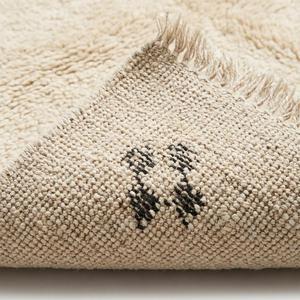 Premium Beige Hand Knotted Classic <b>Moroccan</b> Inspired Wool Rug with Fringe Floral Pattern Flat Pile for Modern Home Interiors - Product Image 5