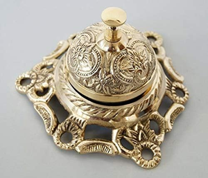 Cloche de bureau en métal gravée à la main de luxe pour la réception d'hôtel, durable, de qualité supérieure, design vintage - Product Image 4