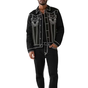 แจ็กเก็ตผ้าเดนิมสำหรับผู้ชายเสื้อแจ็คเก็ตผ้าเดนิมแขนยาวใส่สบายออกแบบโลโก้ได้ตามต้องการสำหรับฤดูใบไม้ผลิ - Product Image 3