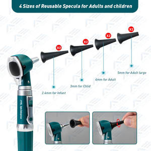 <b>Ear</b> <b>Scope</b> with Light Fiber Optic Otoscope Pocket Diagnostic Tool for <b>Ear</b> Infections with Hard Plastic Case Green Color - Product Image 5
