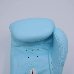 ถุงมือชกมวยหนังคู่สีฟ้าคุณภาพสูงแบบกำหนดเองได้ พร้อมสายรัดแบบ Hook & Loop ปรับได้ ใช้สำหรับมวยไทย - Product Image 5