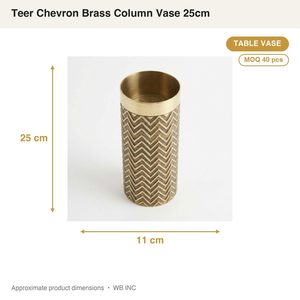 Jarrón de Mesa de Latón Antiguo de 11 cm con Diseño Teer Chevron, 25 cm de Altura, Decoración para el Hogar - Product Image 3