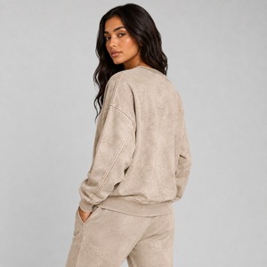 T-shirt blanc délavé de qualité supérieure pour femme, coupe longue, manches courtes, 100 % coton, respirant et décontracté - Product Image 3