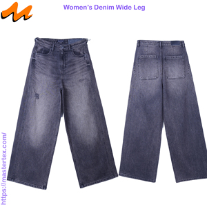 Womens Baggy Relaxed Wide Leg Mid Wash BCI Re Cycle Cotton & Spandex Fabric Crafted at 11.74 OZ - Product Image 3
