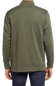 Sudadera de Forro Polar con Cierre de Cremallera de un Cuarto para Hombre, Color Verde Oliva, Corte Regular, Cuello Alto, Estilo Casual - Product Image 4