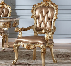 ชุดโต๊ะรับประทานอาหารทรงกลมไม้สักทองคำหรูหรา สไตล์ยุโรปคลาสสิกแกะสลักแบบโบราณ เฟอร์นิเจอร์รับประทานอาหารสำหรับโรงแรม ผลิตในอินโดนีเซีย - Product Image 3