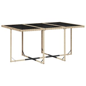 Juego de comedor de patio de ratán polivinílico beige de 7 piezas con cojines Juegos de jardín - Product Image 3