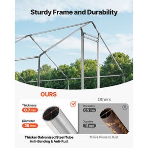 Grande Pollaio in Metallo 9.8 X 9.8 X 6.6 ft con Recinto per Polli, Copertura Impermeabile, Struttura Robusta e Tetto a Spiovente per Avicoli - Product Image 3