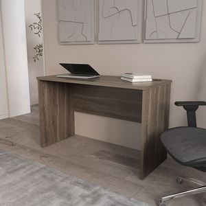 Escritorio de Oficina Minimalista FM FURNITURE con Acabado en Nogal Oscuro y Gestión de Cables - Product Image 1