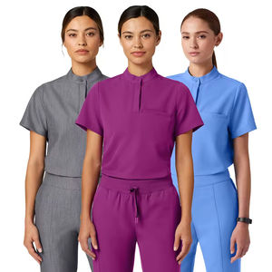 Tenues médicales unisexes OEM à col en V, coupe ajustée, personnalisables avec logo, en Spandex, taille XL, uniformes de soins infirmiers tendance avec couleurs assorties - Product Image 1