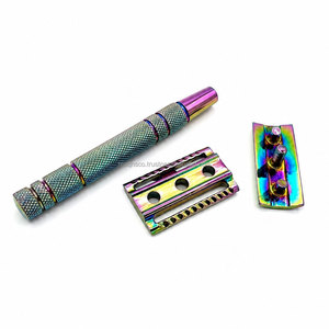 มีดโกนหนวดแบบเปียกสำหรับผู้ชาย Rainbow Multi Titanium รุ่น Heavy Duty ใบมีดเปลี่ยนได้ ผลิตจากสแตนเลสสตีล ใบมีดสองคม - Product Image 3