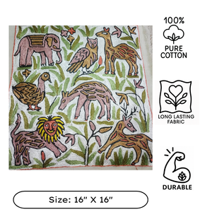 Luxury Living Room Square Bohemian Hand Aari Embroidered Cushion <b>Cover</b> 100% Cotton 16" Zipper Closure Reusable Sustainable - Product Image 3