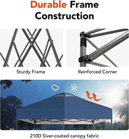 Tenda a Baldacchino Impermeabile Ecologica in Poliestere con Telaio in Acciaio Pieghevole Monostrato per 6-8 Persone Riparo Ombreggiante per Campeggio all'Aperto