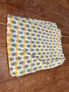 Pochette cosmétique en tissu de coton avec motif floral bleu et jaune, style bohème, pochette imprimée à l'écran, sac fourre-tout pour couture ou cadeau - Product Image 1