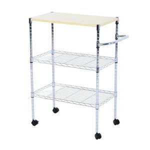 Carrello da Cucina Moderno a 3 Ripiani con Ruote, in Acciaio, per Isola, Stoccaggio, Servizio e Sala da Pranzo, in Metallo - Product Image 1