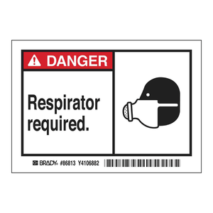 Danger Respirator Required Adhesive <b>Labels</b>-Industrial Safety Stickers Waterproof & Strong - Product Image 3