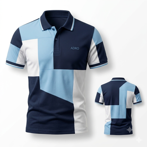 Camisa de Manga Corta para Hombre ADRO, Corte Regular, Estilo Casual, Transpirable, Color Personalizado, Tejido de Punto 100% Algodón, Bloques de Color - Product Image 2
