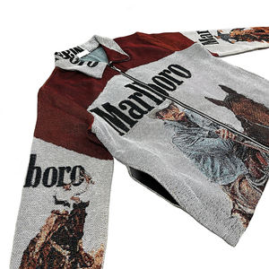 Standard Fabric Quality Breathable Cowboy Print Zip-Up Spring Blouson <b>Jacket</b> Vintage Woven <b>Western</b> Graphic Streetwear - Product Image 3