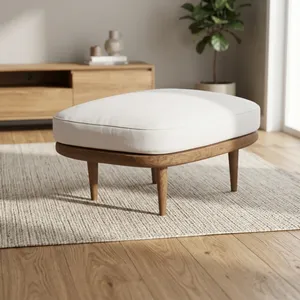 Fauteuil ottoman moderne capitonné en mousse avec base en bois, siège au sol, mobilier de maison pour salon, chambre et hôtel - Product Image 1