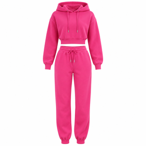 OEM Women's <b>Crop</b> <b>Top</b> <b>Sets</b> High Quality Custom Logo Design Streetwear Hooded Long <b>Tops</b> Tracksuits Winter - Product Image 4
