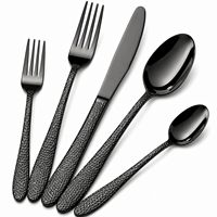 Ensemble de couverts modernes noirs finition mate, compatibles lave-vaisselle, en métal, pour mariage, dîner, maison, restaurant, hôtel, vaisselle de table