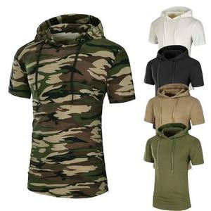 Sweat-shirt à capuche uni personnalisé pour homme, manches courtes, respirant, en tissu tricoté écologique, brodé, coupe classique - Product Image 6