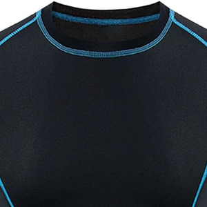 Camiseta Deportiva de Compresión para Hombre, Manga Larga, Azul Sólido, Ecológica, Transpirable, de Secado Rápido, Cuello Redondo, Oversize, Spandex/Poliéster - Product Image 5