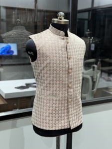 Royal Blush Jacquard <strong>Nehru</strong> <strong>Waistcoat</strong> for Men Premium Bandhgala Modi Jacket Designer Wedding Vest Ethnic Kurta Set Jacket - Product Image 1