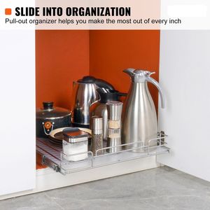 Organizzatore per Armadio da Cucina con Cassetto Scorrevole in Acciaio Resistente 21,5" L x 21" P x 3,5" H - Product Image 4
