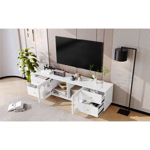 U-Can 70,9 ''Centro de entretenimiento moderno Soporte de TV Puerta de vidrio 4 cajones 2 gabinetes Cinco patas de metal Tiradores de metal para televisores 75 - Product Image 5